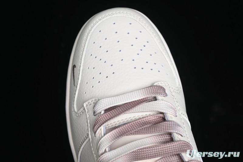 Nike SB Dunk Low Supreme Collaboration - White Brown Split Swoosh Anniversary High-End Custom Low-Top Casual Skate Shoes - BB8675-113