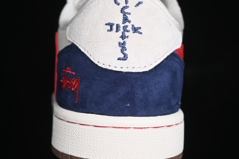 Nike Travis Scott x Fragment Design x Air Jordan 1 Low OG SP AJ1 Retro Sneakers with Reverse Swoosh - SJ2068-135