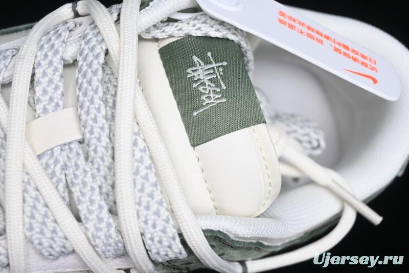 Nike SB Dunk Low Stussy Collaboration - Patina Green Lace-Up Anniversary Custom Low-Top Casual Skate Shoes - XS1186-105