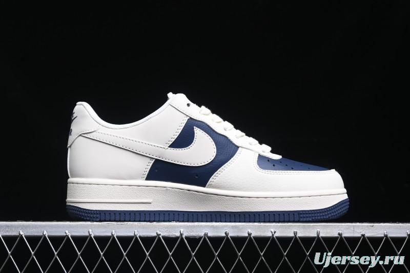 Nike Air Force 1 '07 Low Burberry Collaboration - Off White Navy Blue Patchwork Low Top Casual Sneakers BB8588-222