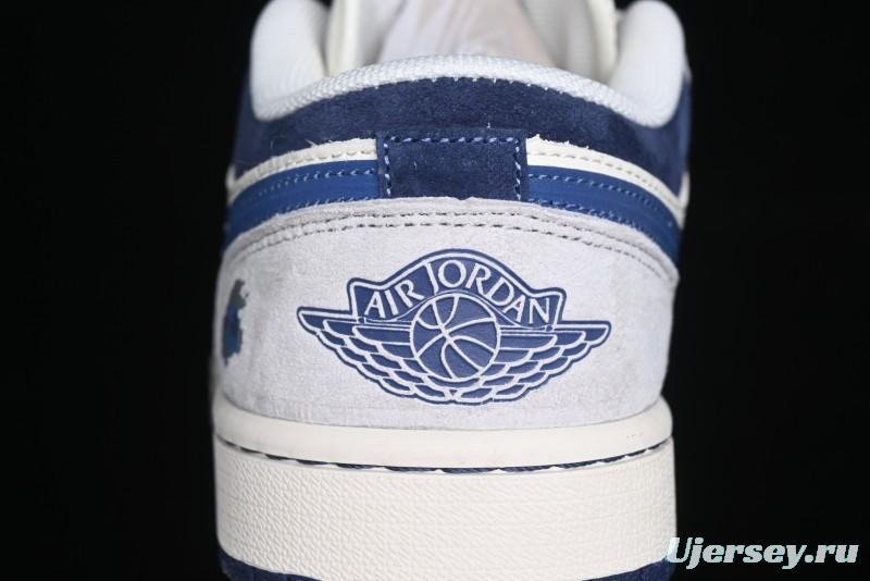 Nike Air Jordan 1 Low AJ1 The North Face Collaboration - Custom High-End Retro Basketball Shoes with Blue Swoosh - DM9188-010