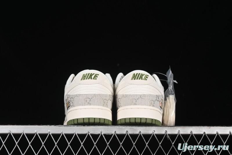 Nike SB Dunk Low Gucci Collaboration - Smoke Green Anniversary High-End Custom Low-Top Casual Skate Shoes - XX2025-389
