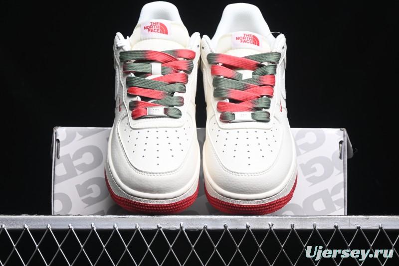 Nike Air Force 1 '07 Low The North Face Collaboration - Beige Red Green Color Block Low-Top Casual Sneakers - XZ6188-011