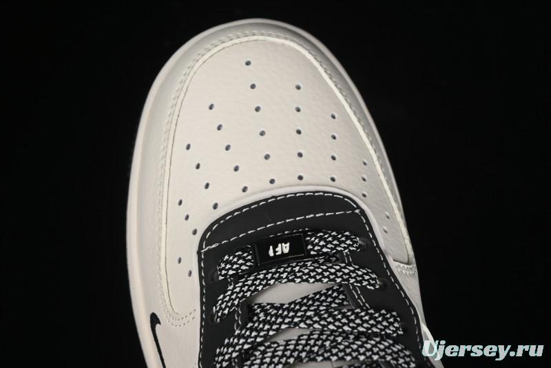 Nike Air Force 1 '07 Low Stone Island x Supreme Collaboration - Off-White Black Heel Casual Sneakers - BB1616-307