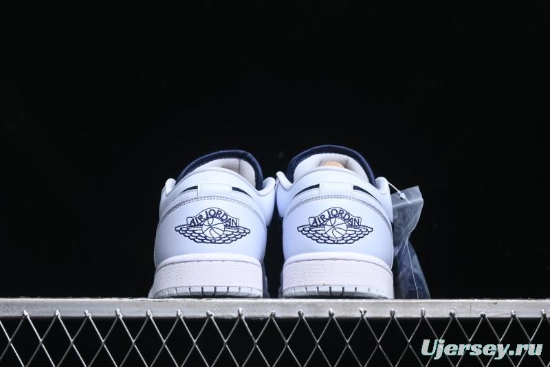 Nike Air Jordan 1 Low AJ1 Navy Blue Silk Casual Sneakers - FZ8778-044