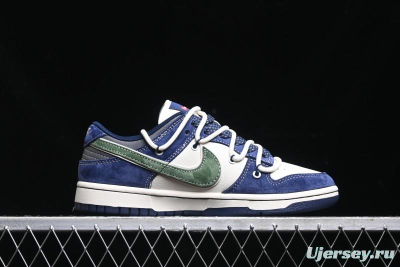 Nike SB Dunk Low Supreme Collaboration - Double Force Blue Lace-Up Anniversary High-End Custom Low-Top Casual Skate Shoes - XS1186-101