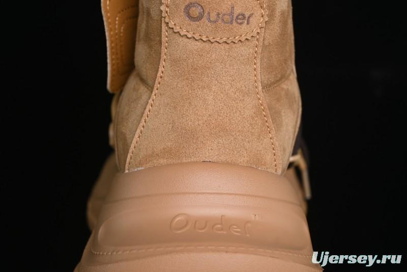 Ouder Retro Lace-Up Mid-Calf Warm & Thickened Platform Casual Snow Boots with Wool Lining - Oud024 Brown