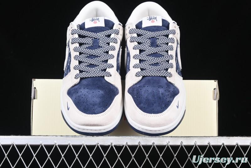 Nike SB Dunk Low Stussy Collaboration - Light Blue Pig Anniversary High-End Custom Low-Top Casual Skate Shoes - XX2025-528