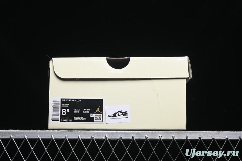 Nike Air Jordan 1 Low AJ1 Supreme Collaboration - Black White Two-Tone Retro Basketball Shoes - SJ9950-021