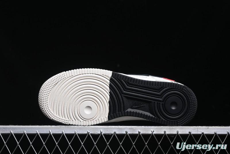 Nike Air Force 1 '07 Low Stussy Collaboration - AF1 Light Grey Red Tag Low-Top Casual Sneakers SJ6698-009