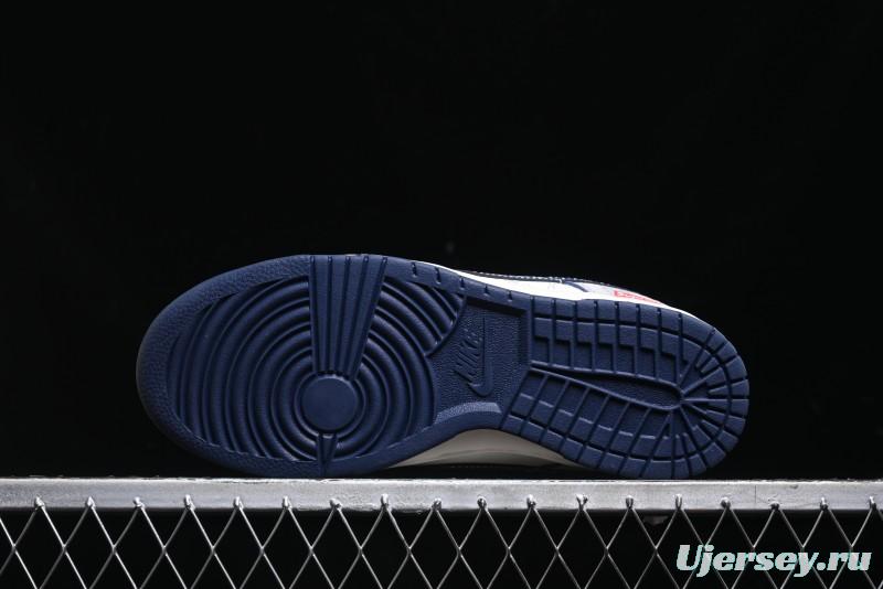 Nike SB Dunk Low Supreme Collaboration - Grey White Dark Blue Swoosh Anniversary High-End Custom Low-Top Casual Skate Shoes - DM6868-005