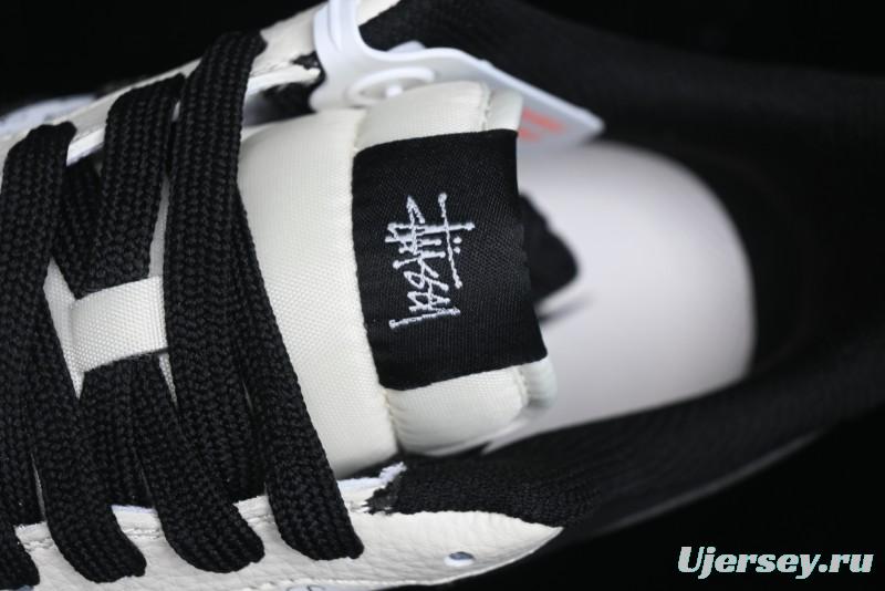 Nike Air Force 1 '07 Low Stussy Collaboration - Black White Mini Swoosh Low-Top Casual Sneakers - SJ6698-010