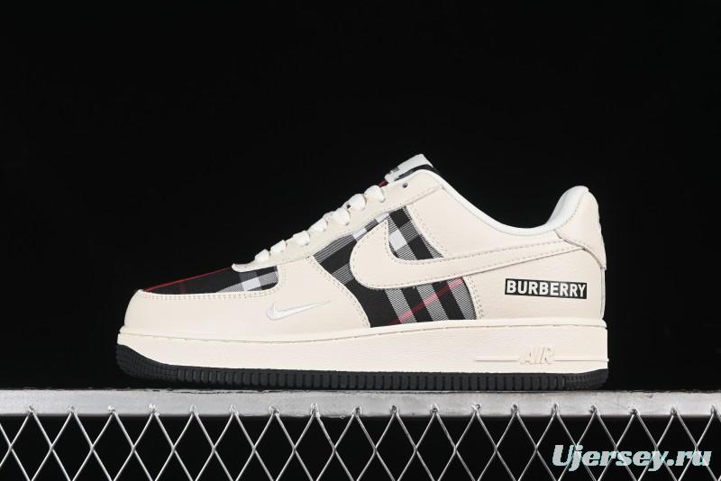 Nike Air Force 1 '07 Low Burberry Collaboration - White Black Check Low-Top Casual Sneakers - DF0180-005