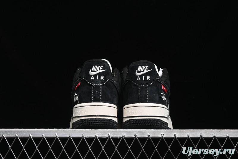 Nike Air Force 1 '07 Low Stussy Collaboration - Black/Red Label Low-Top Casual Sneakers - SJ6698-008