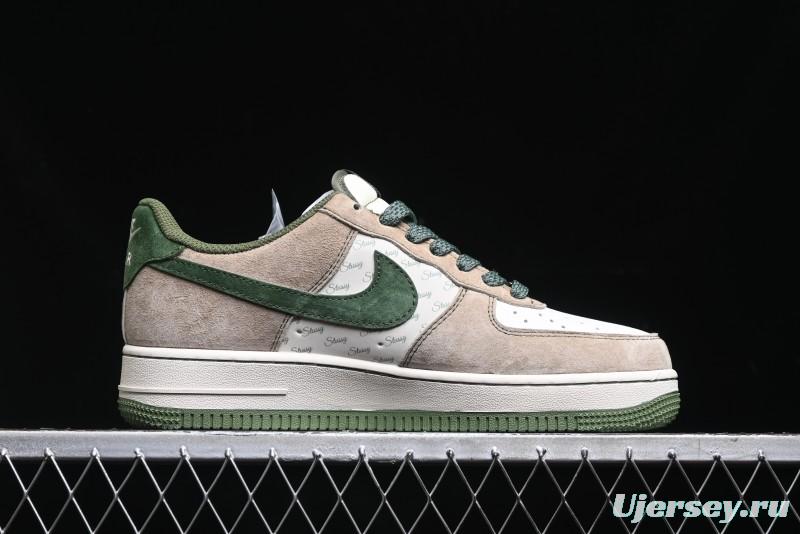 Nike Air Force 1 '07 Low Stussy Collaboration Light Brown Green Low-Top Casual Sneakers - XZ6188-666