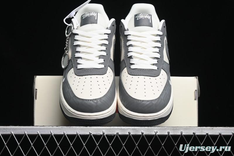 Nike Air Force 1 '07 Low Stussy Collaboration - Light Bone Shadow Low-Top Casual Sneakers - DF0180-008