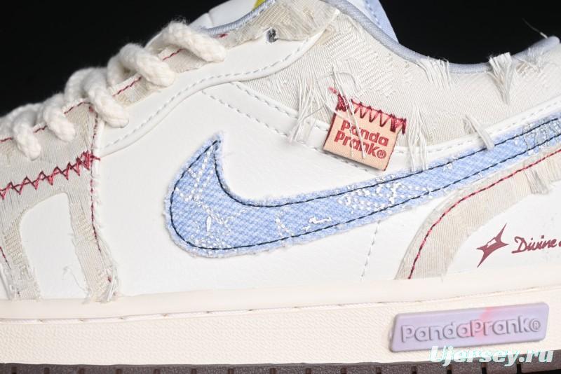 Nike Air Jordan 1 Low AJ1 Panda Prank Qixi Themed Retro Basketball Shoes with Special Graffiti Design - FZ5046-041