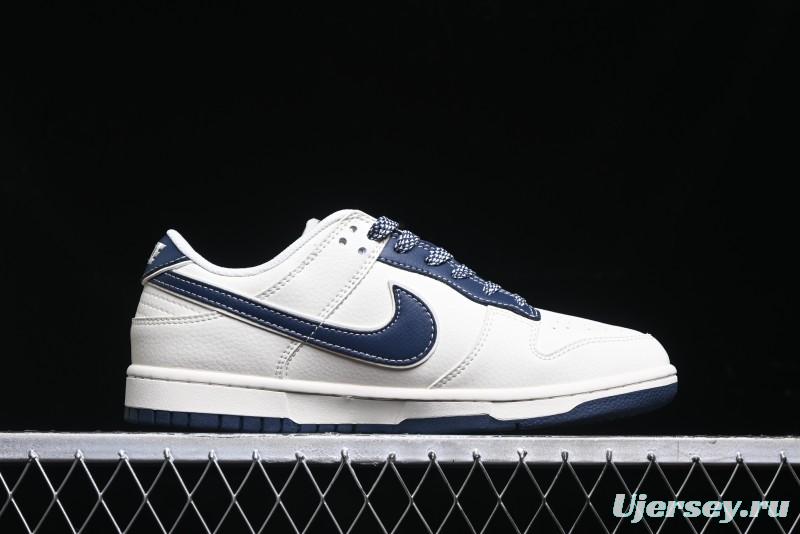 Nike SB Dunk Low Stone Island x Supreme Collaboration - Navy Blue & Off-White Anniversary High-End Custom Low-Top Casual Sneakers - BB9866-007