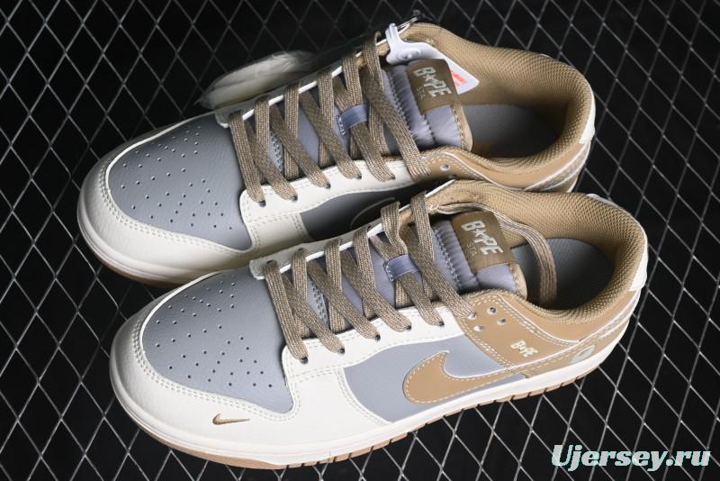 Nike SB Dunk Low BAPE Collaboration - Beige Grey Brown Anniversary Customized Low-Top Casual Sneakers - BB8969-006