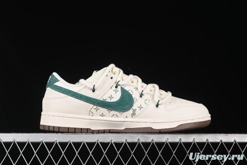 Nike SB Dunk Low Violent Bear Series - Strap Beige Green Check Anniversary High-End Custom Low-Top Casual Sneakers - SJ2068-292
