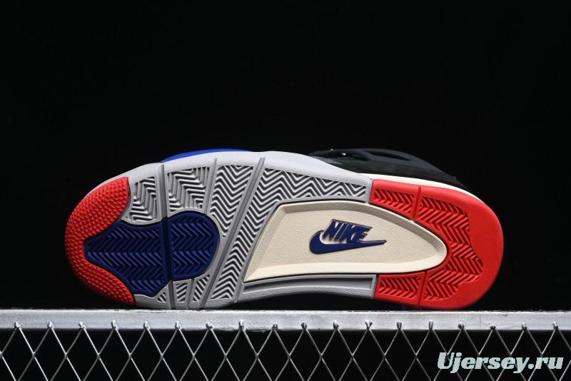 Nike Air Jordan 4 Retro Basketball Shoes with Black-Grey-Blue Color Blocking - FV5029-003