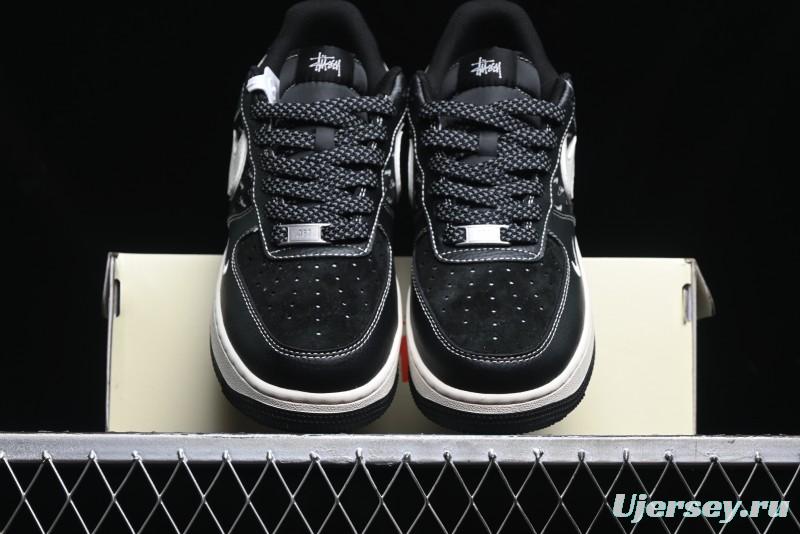 Nike Air Force 1 '07 Low Stussy Collaboration - All Black Low-Top Casual Sneakers - XZ6188-311