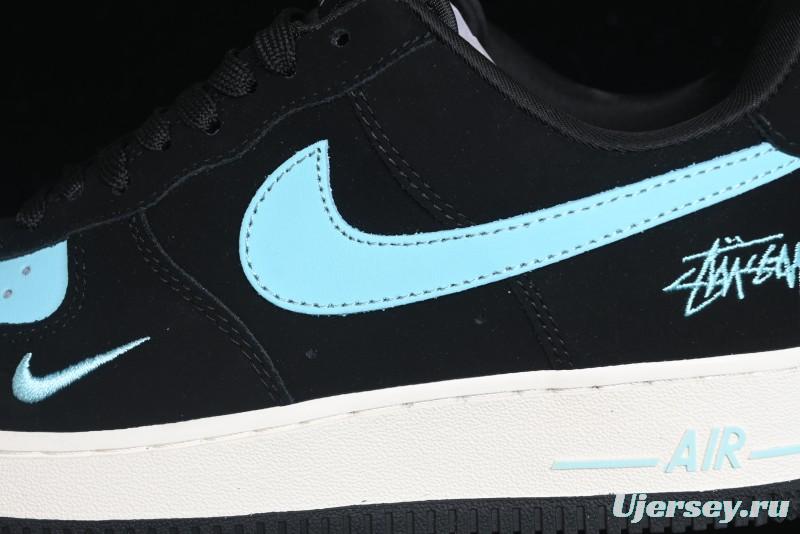 Nike Air Force 1 '07 Low Stussy Collaboration - Black Tiffany Low-Top Casual Sneakers - KK1988-030