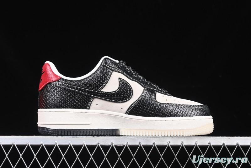 Nike Air Force 1 '07 Low Stussy Collaboration Year of the Snake Limited Edition Black Snake Dual-Color Casual Sneakers - HH7518-034