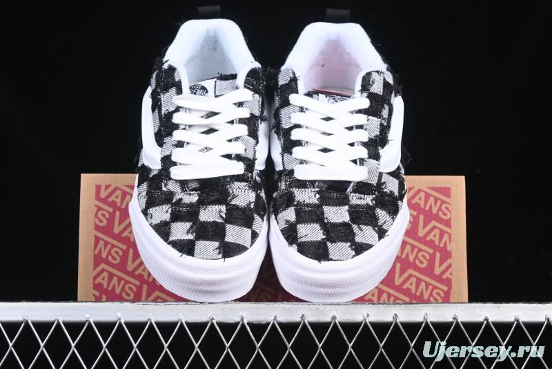 Vans Knu Skool Checkerboard Washed Denim Low-Top Casual Skate Shoes - VN000CS0239
