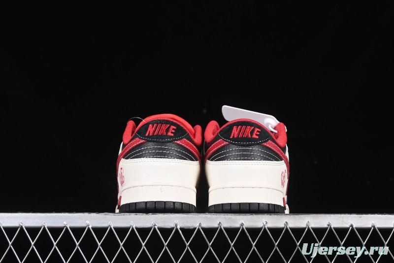 Nike SB Dunk Low Supreme Year of the Snake Limited Edition Red Black Snake Print Anniversary Custom Low-Top Casual Skate Shoes - XS1086-014