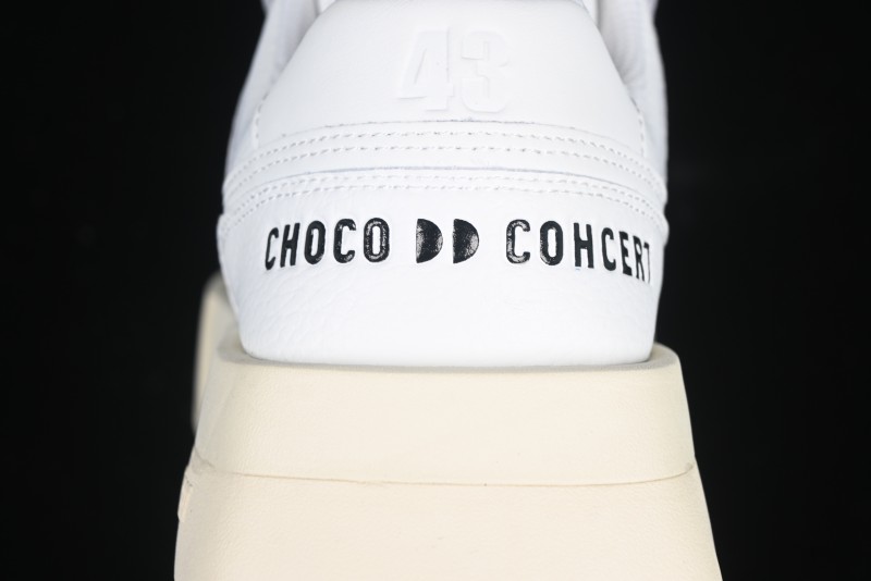 Choco Concert Leather Round Square Asymmetrical Fashion Sneakers White - AJE5