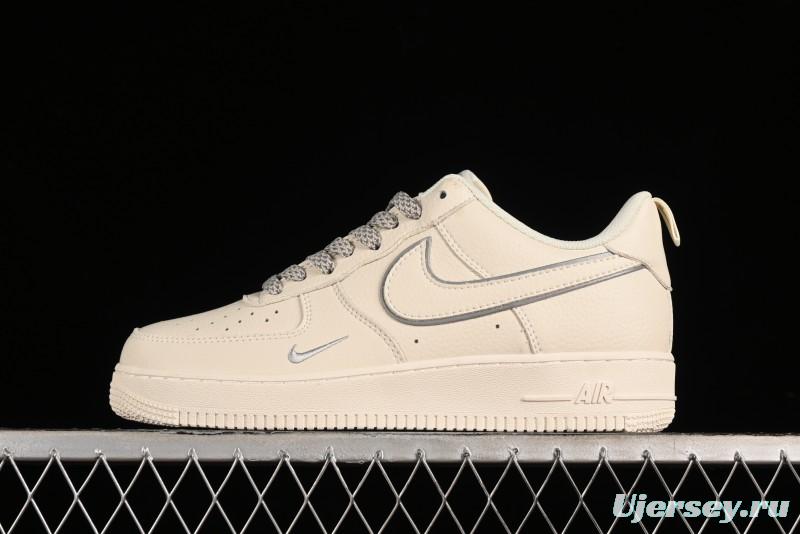 Nike Air Force 1 '07 Low Classic Grey Silver Swoosh Starry Sneakers - MJ0319-023