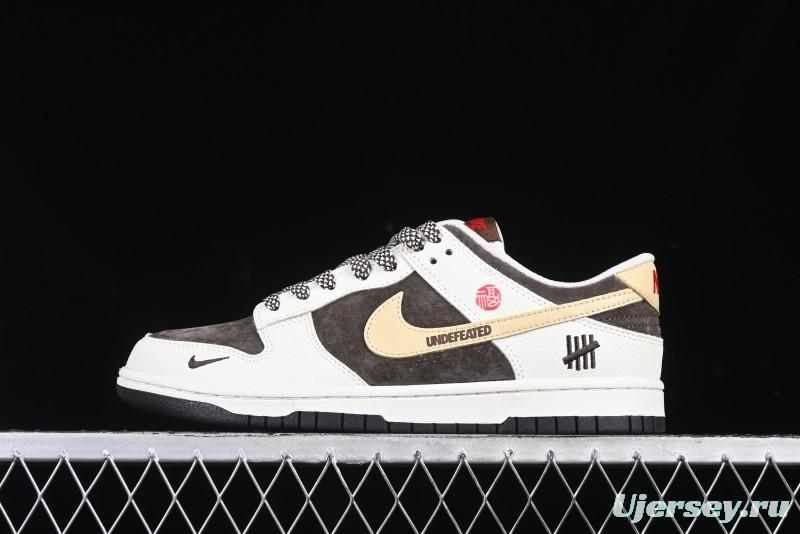 Nike SB Dunk Low UN Collaboration Beige Khaki Swoosh Anniversary High-End Custom Low-Top Casual Skate Shoes - DJ2024-089
