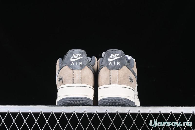Nike Air Force 1 '07 Low Stussy Collaboration - Lambskin Brown Low-Top Casual Sneakers - XZ6188-888