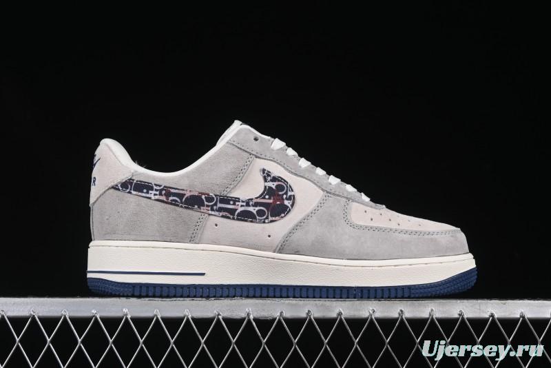 Nike Air Force 1 '07 Low Dior Collaboration Grey Blue Ghost Face Casual Sneakers - KK1988-044
