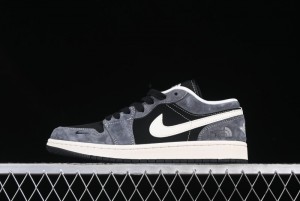 Nike Air Jordan 1 Low The North Face Collaboration Black Grey White Swoosh High-End Custom Retro Basketball Shoes - XX3318-510