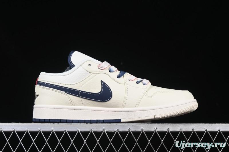 Nike Air Jordan 1 Low AJ1 Gucci Collaboration Beige Blue Swoosh Retro Basketball Shoes - FC1688-198