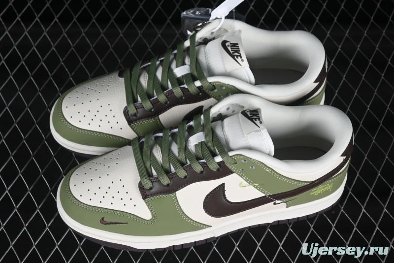 Nike SB Dunk Low Stussy Anniversary Edition Custom Sneakers in White Green Black - KK1333-020