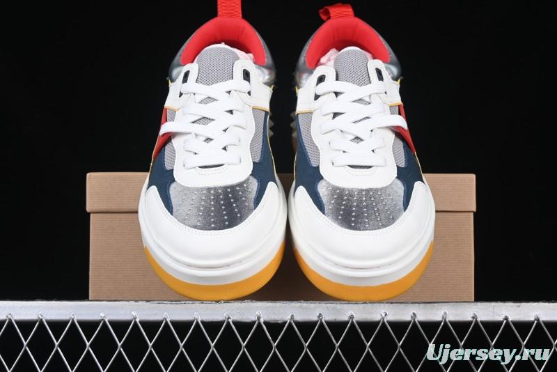 Christian Louboutin Funnyto Flat Comfortable Fashion Low-Top Sneakers in White Yellow Red - X.D4