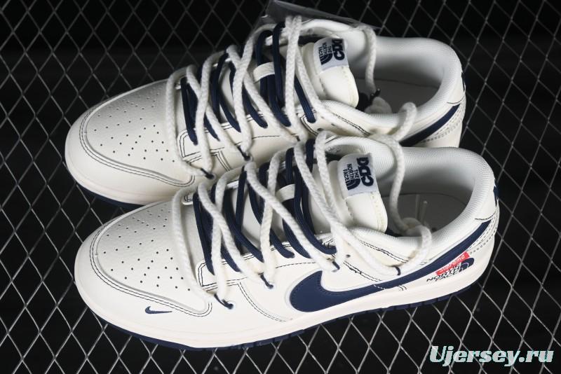 Nike SB Dunk Low The North Face x Supreme Triple Collaboration Strap White with Blue Swoosh Anniversary Custom Low-Top Casual Skate Shoes - YC5066-262