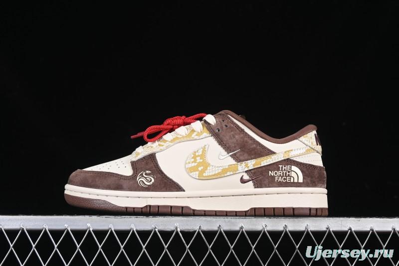Nike SB Dunk Low The North Face Collaboration Year of the Snake Limited Edition Beige Brown White Snake Anniversary Premium Custom Low-Top Casual Sneakers - CH8311-234
