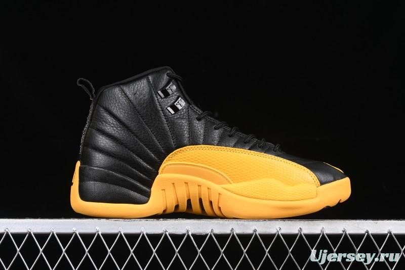 Nike Air Jordan 12 Retro Basketball Shoes in Black and Yellow - 130690-070