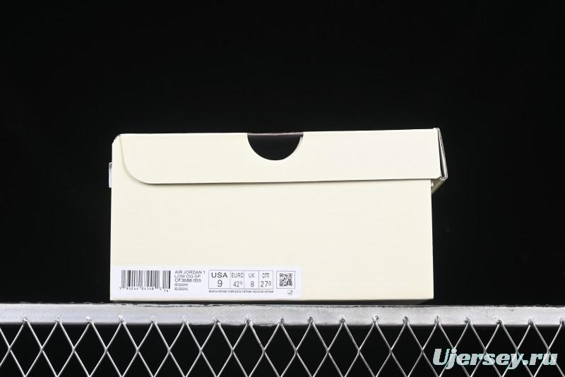 Nike Travis Scott x Fragment Design x Air Jordan 1 Low OG SP AJ1 Retro Sneakers in Traffic Grey - CF3688-055