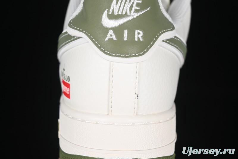 Nike Air Force 1 '07 Low Stone Island x Supreme Collaboration Beige Green Swoosh Low-Top Casual Sneakers - BB1616-301