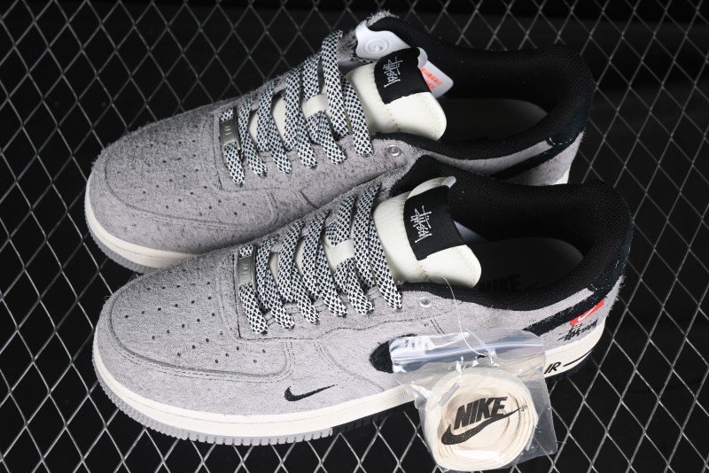 Nike Air Force 1 '07 Low Stussy Collaboration - Suede Grey Low-Top Casual Sneakers - SJ6698-018