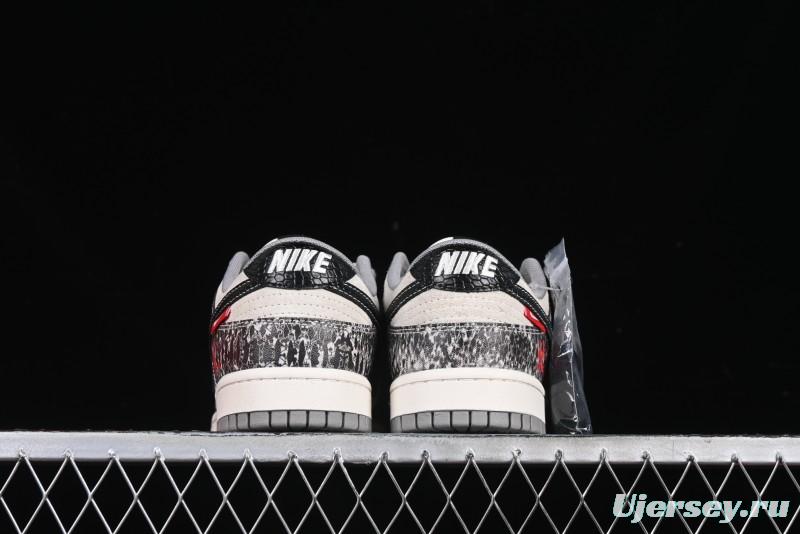 Nike SB Dunk Low Year of the Snake Series Snake Scale Black Swoosh Custom Low-Top Casual Skate Shoes - YX5066-272