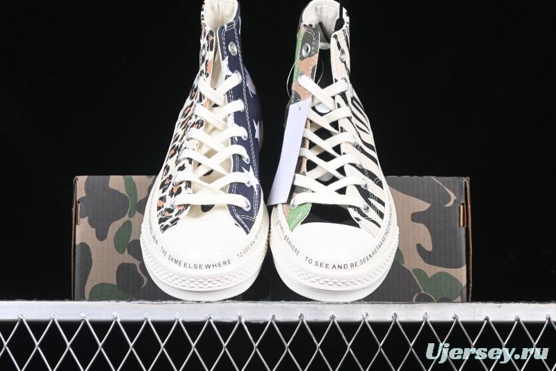 Converse x Brain Dead High Top Casual Sneakers with Mismatched Camouflage Design - A12219C