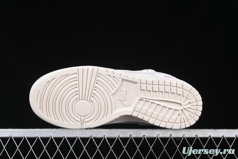 Nike SB Dunk Low Supreme Collaboration Light Gray Drawstring Anniversary High-End Custom Low-Top Casual Skate Shoes - XX3168-109