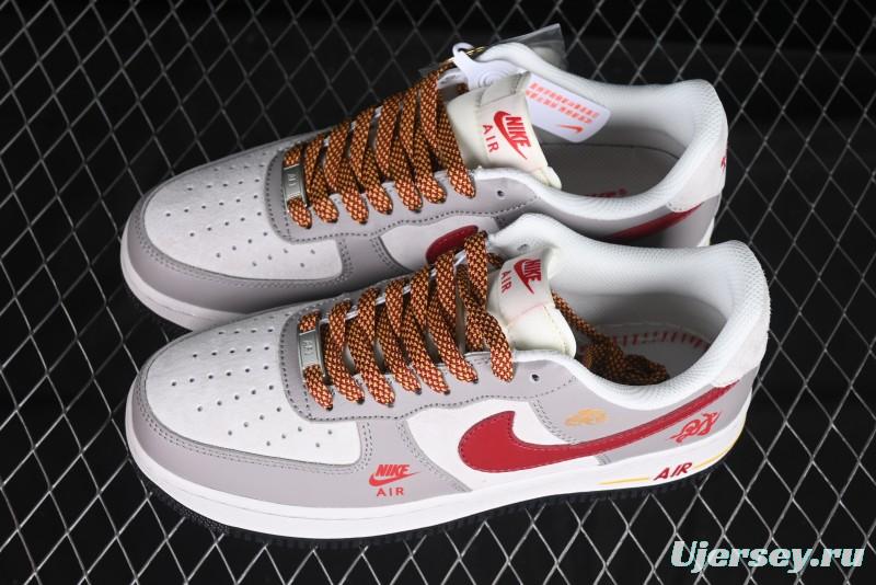Nike Air Force 1 '07 Low Year of the Snake Limited Edition Beige Grey Red Swoosh Casual Sneakers - DM6688-029