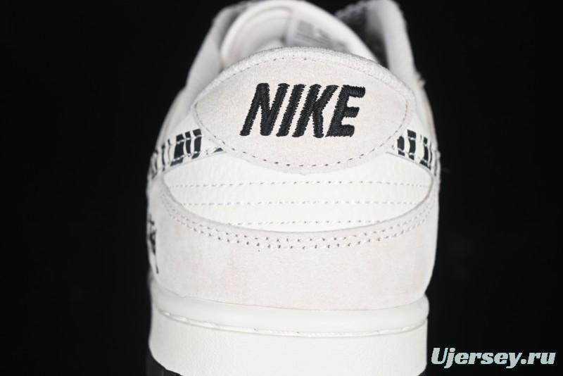 Nike SB Dunk Low Stussy Collaboration Zebra Black White Swoosh Anniversary Custom Low-Top Casual Skate Shoes - DJ2024-060